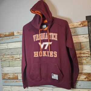 Men's Sz Large Colosseum Athletic Maroon Virginia Tech Hokies Pullover Hoodie